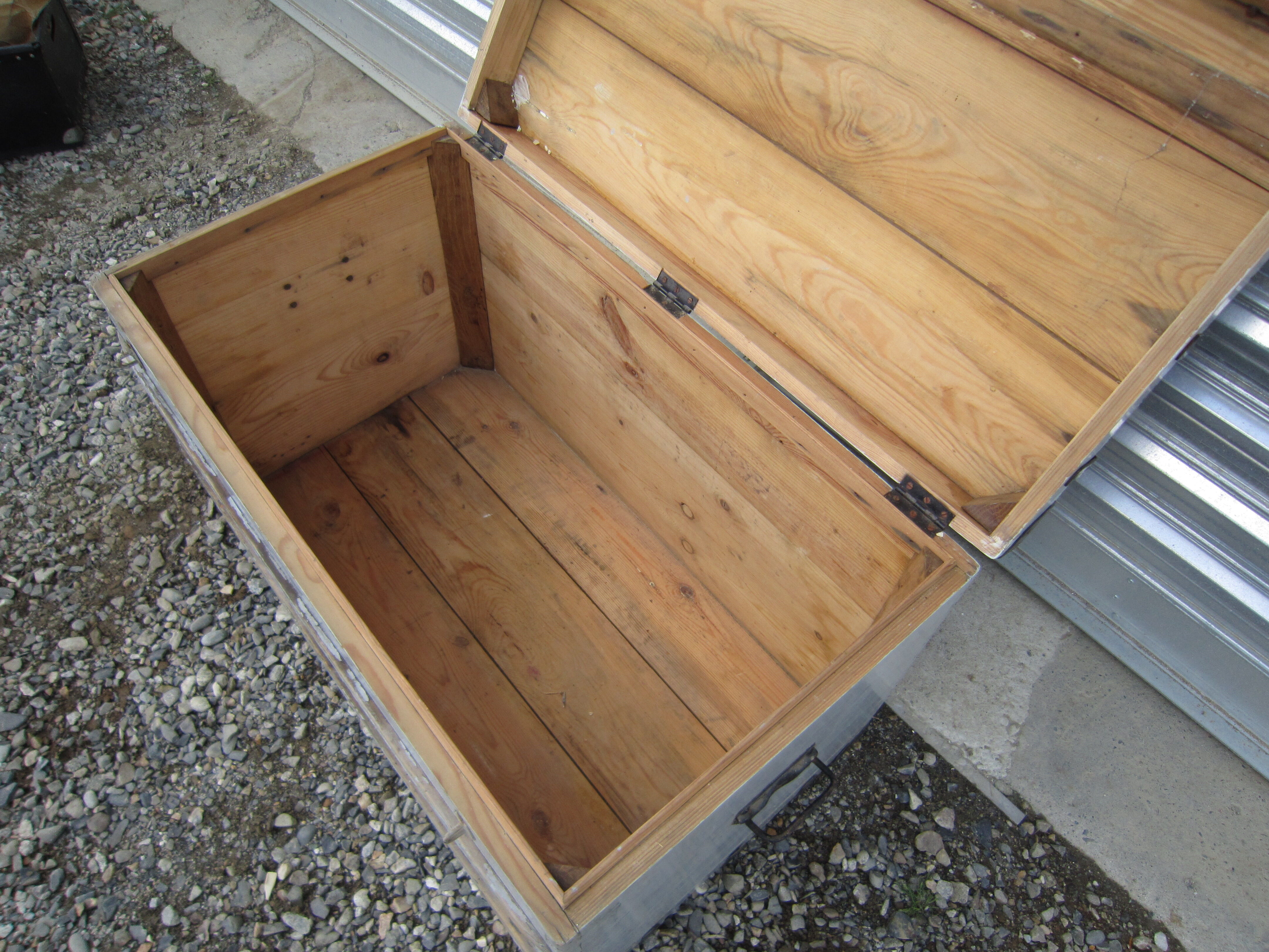 Wooden storage travel trunk