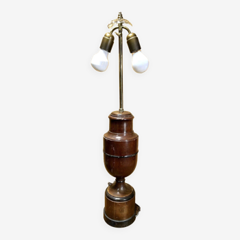Lamp old years 20,30,style biedermeier, turned wood, 2 burners