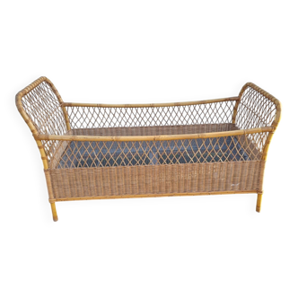 Rattan baby bed, cradle from 1970