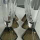 Set of 6 vintage 70s champagne flutes pyramid foot