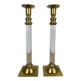 Pair of plexiglass and brass candlesticks by Estrid Ericson, vintage
