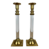 Pair of plexiglass and brass candlesticks by Estrid Ericson, vintage