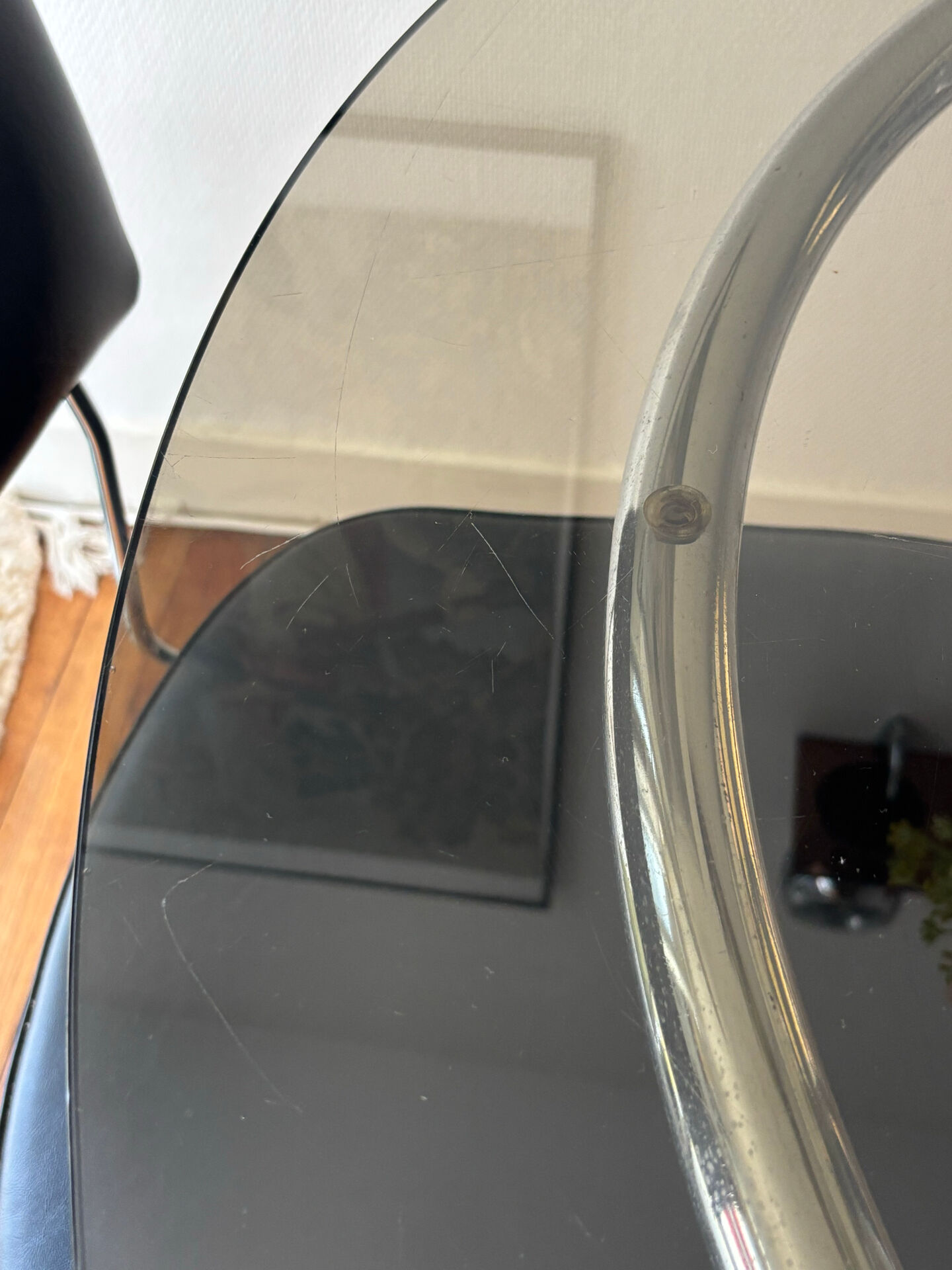 Glass and chrome table 70s Space Age