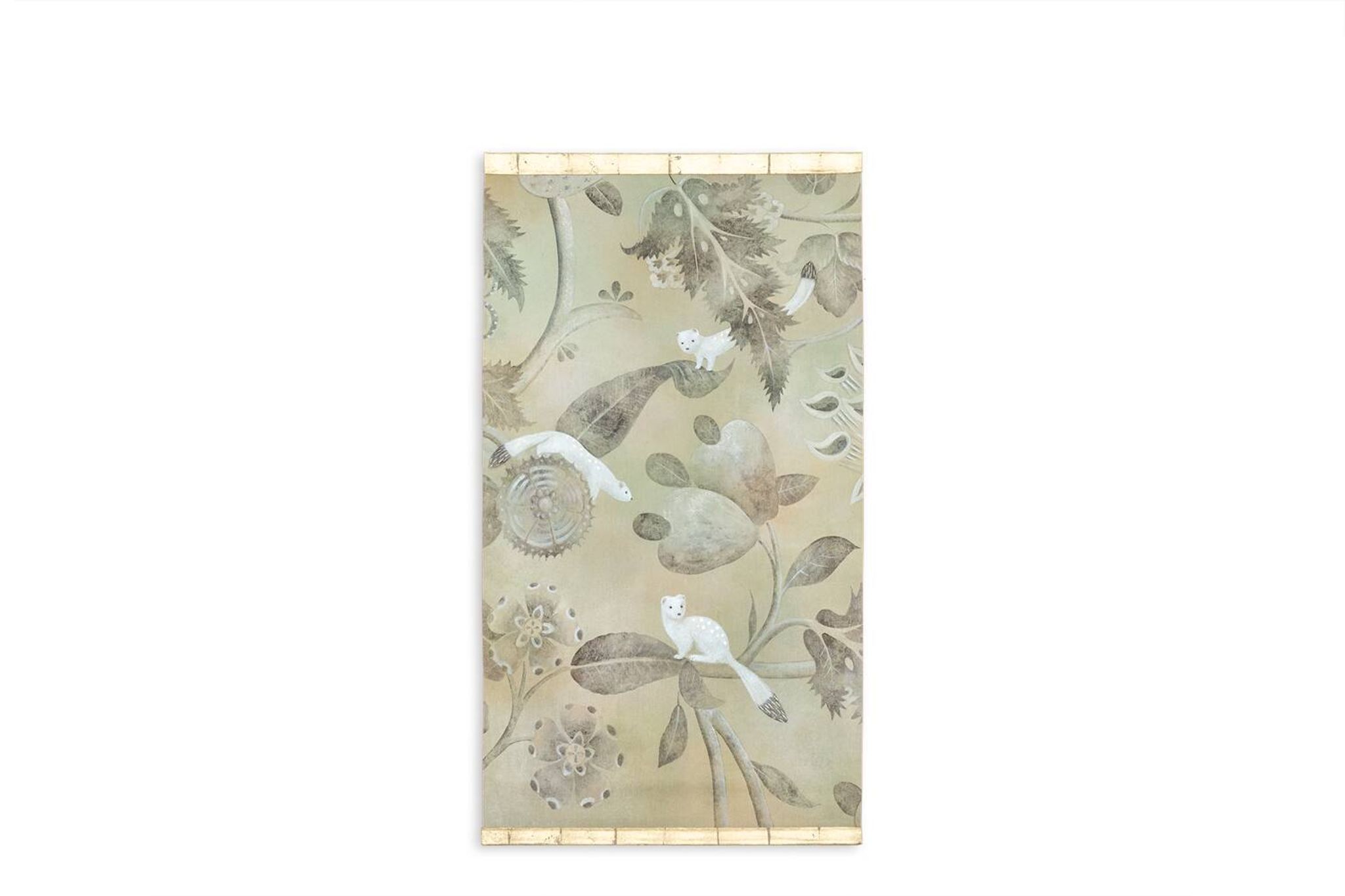 Painted canvas representing ermines. Contemporary Work.