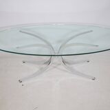 Coffee Table Chrome Spider Legs and Glass 1970s Italy