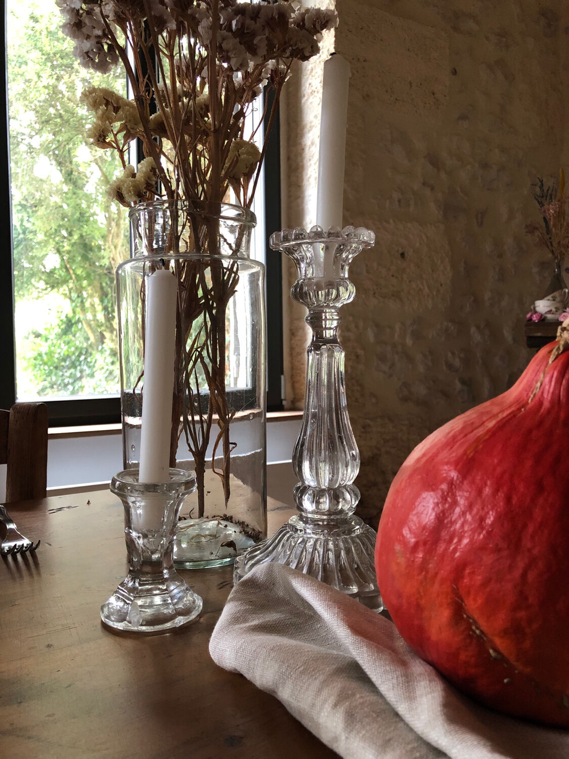 Antique glass candlestick