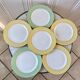 Set of 4 flat plates Saint-Amand pastel yellow and almond green 60s