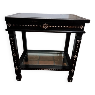 Syrian coffee table in wood, glass and mother-of-pearl inlays