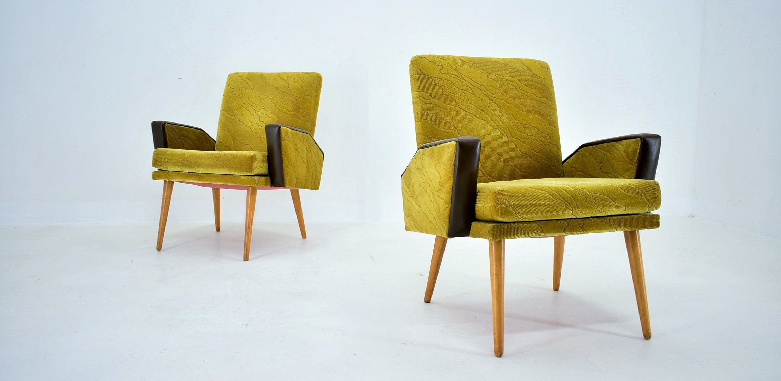 Midcentury Leather Armchairs Designed by Miroslav Navrátil, 1970s