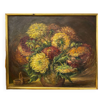 Georgina cross painting bouquet of flowers oil on panel