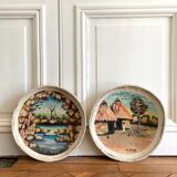 Wall composition of painted baskets