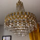 Vintage style Palwa basket chandelier – Gold-plated steel, crystal and heart in