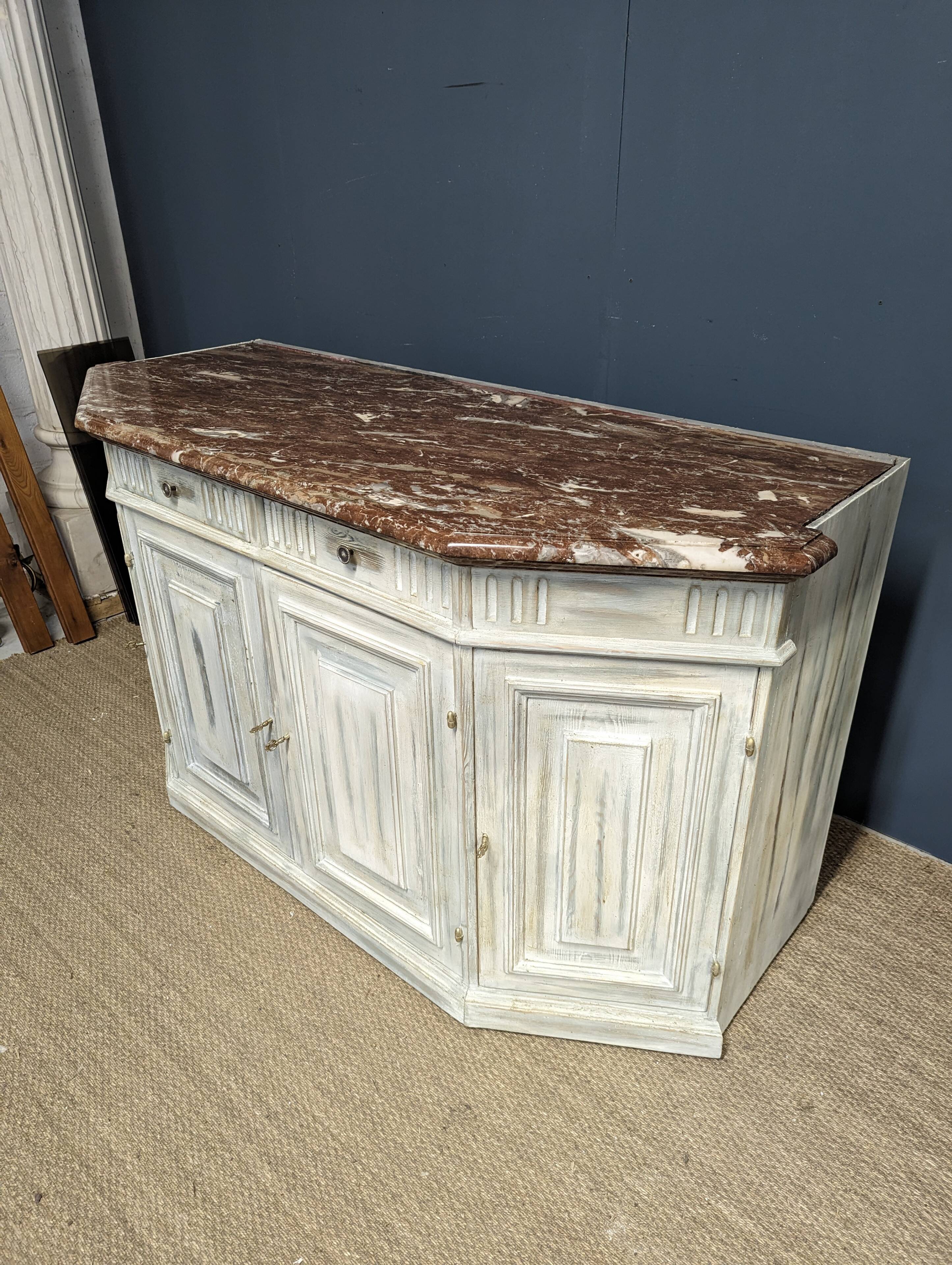 Low patinated sideboard with griotte marble top