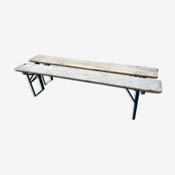 Pair of foldable benches guinguette