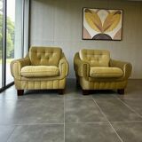 Set of 2 XL vintage single armchairs in space age style.