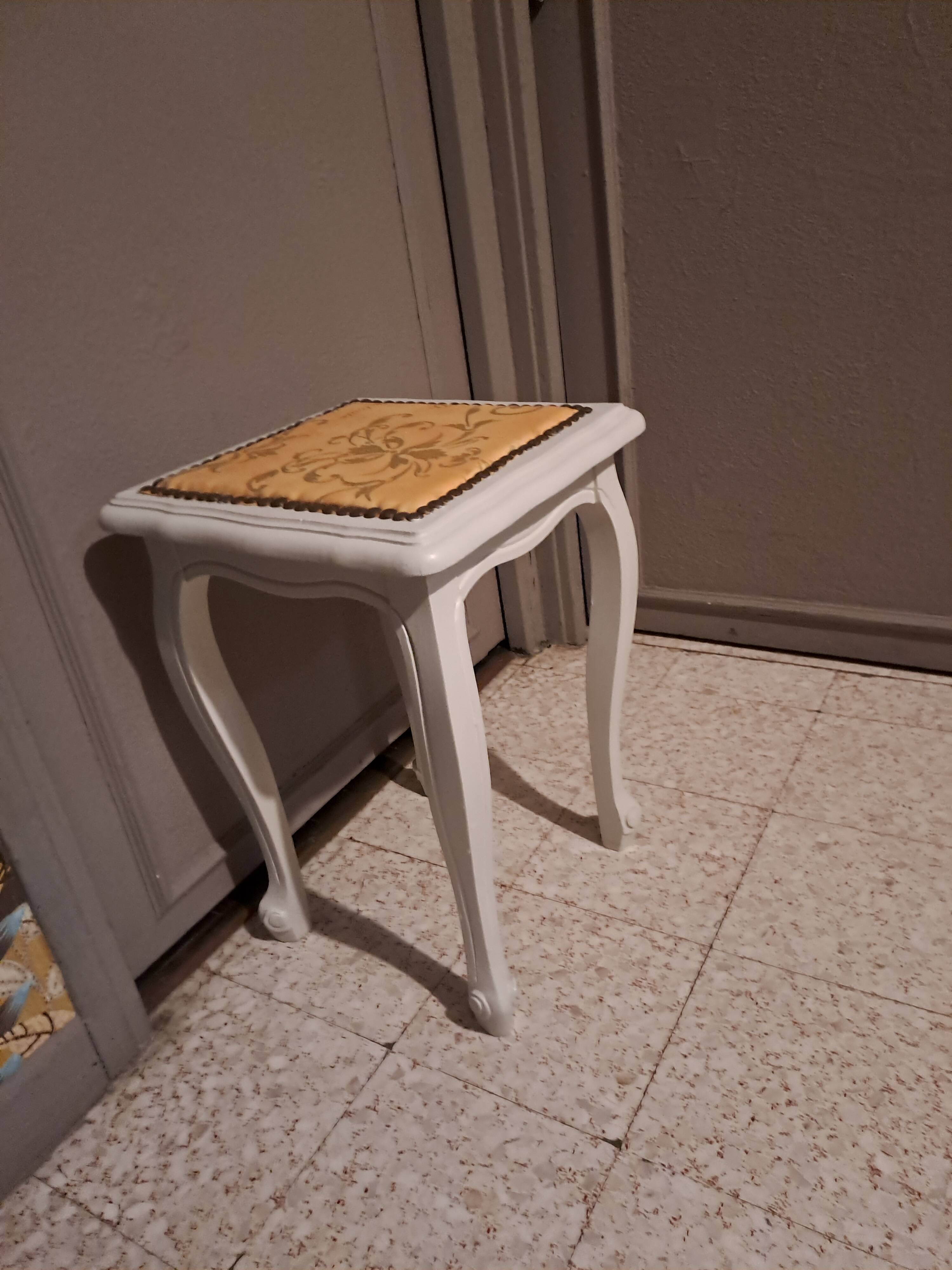 Wooden piano stool painted in linen grey 1950