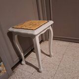 Wooden piano stool painted in linen grey 1950