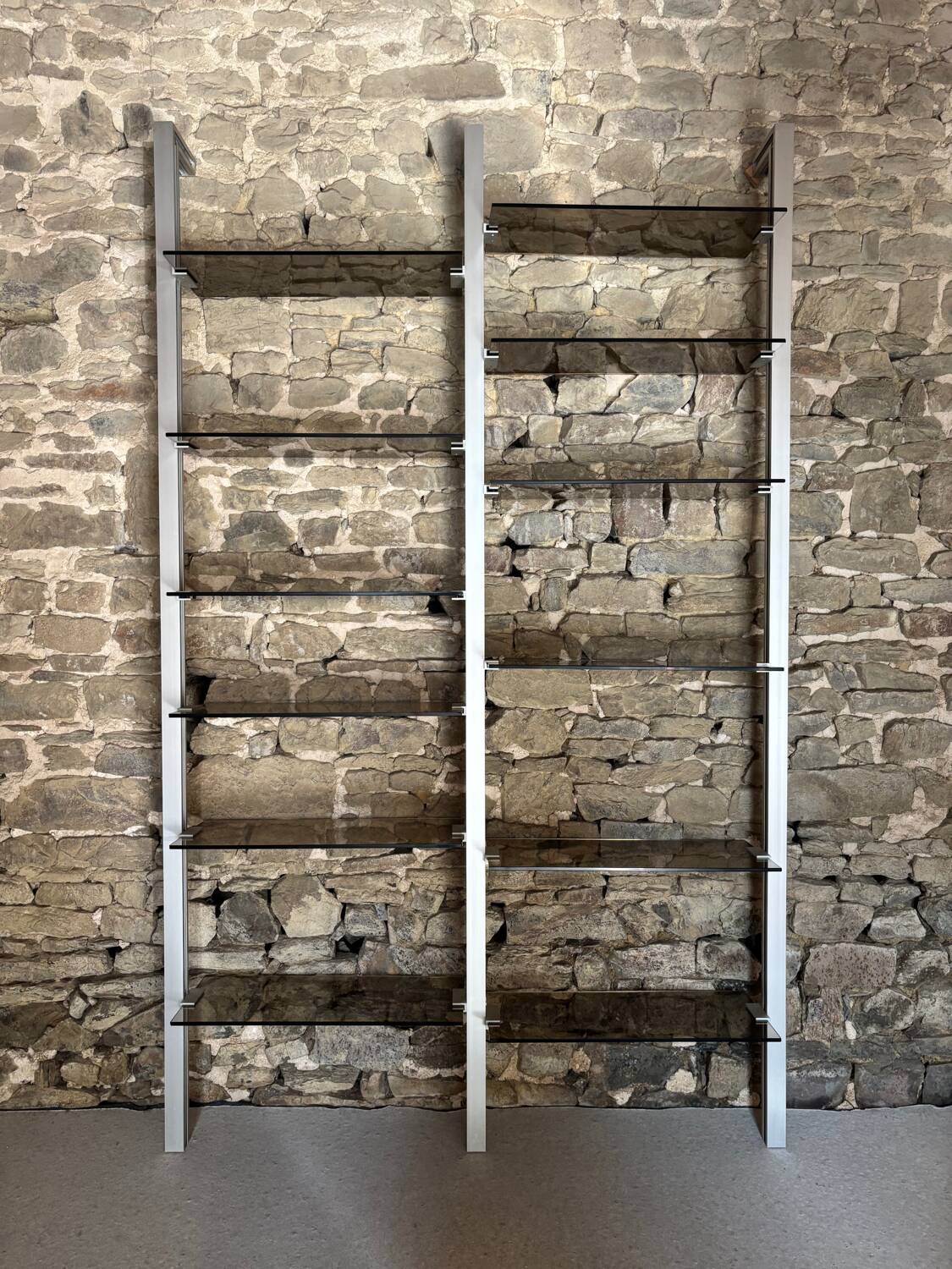 Modular metal and glass bookcase for Roche Bobois, 1970