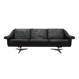 Black leather sofa, Danish design, 1960s, manufacturer: Eran Møbler, design