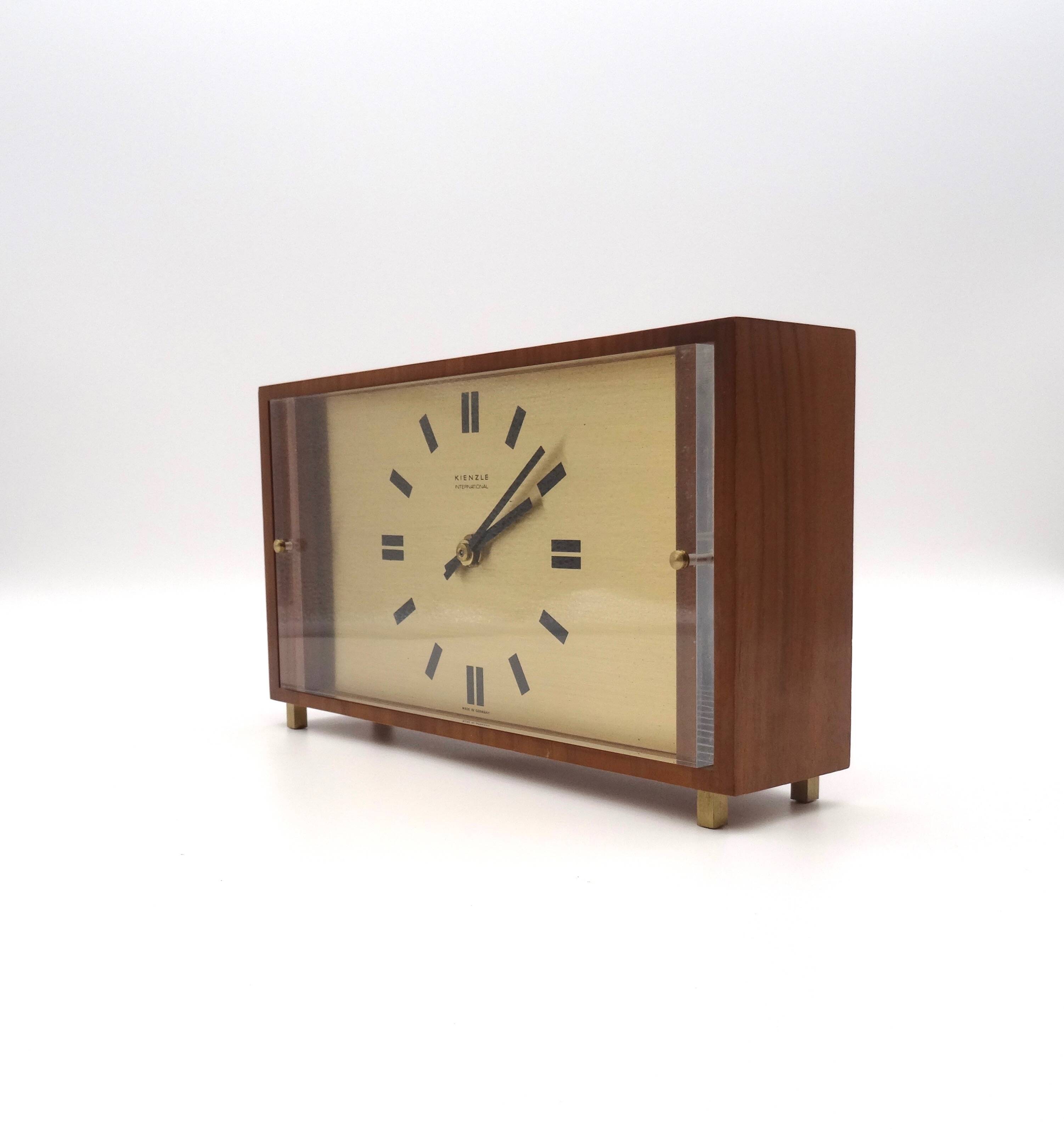 Mid Century Teak Desk Clock by Kienzle International