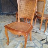 Set of 6 Louis XV chairs in wood and cane