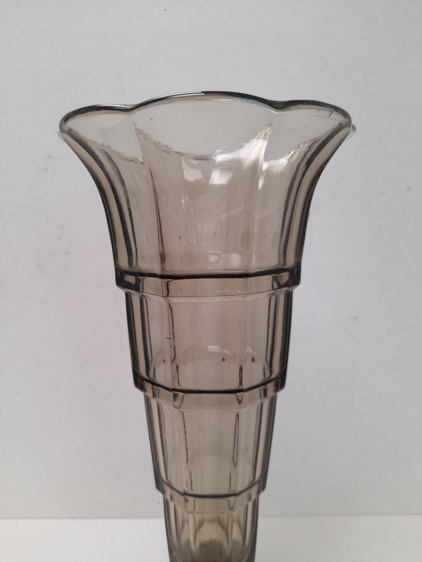 Large grey pressed glass Art Deco vase