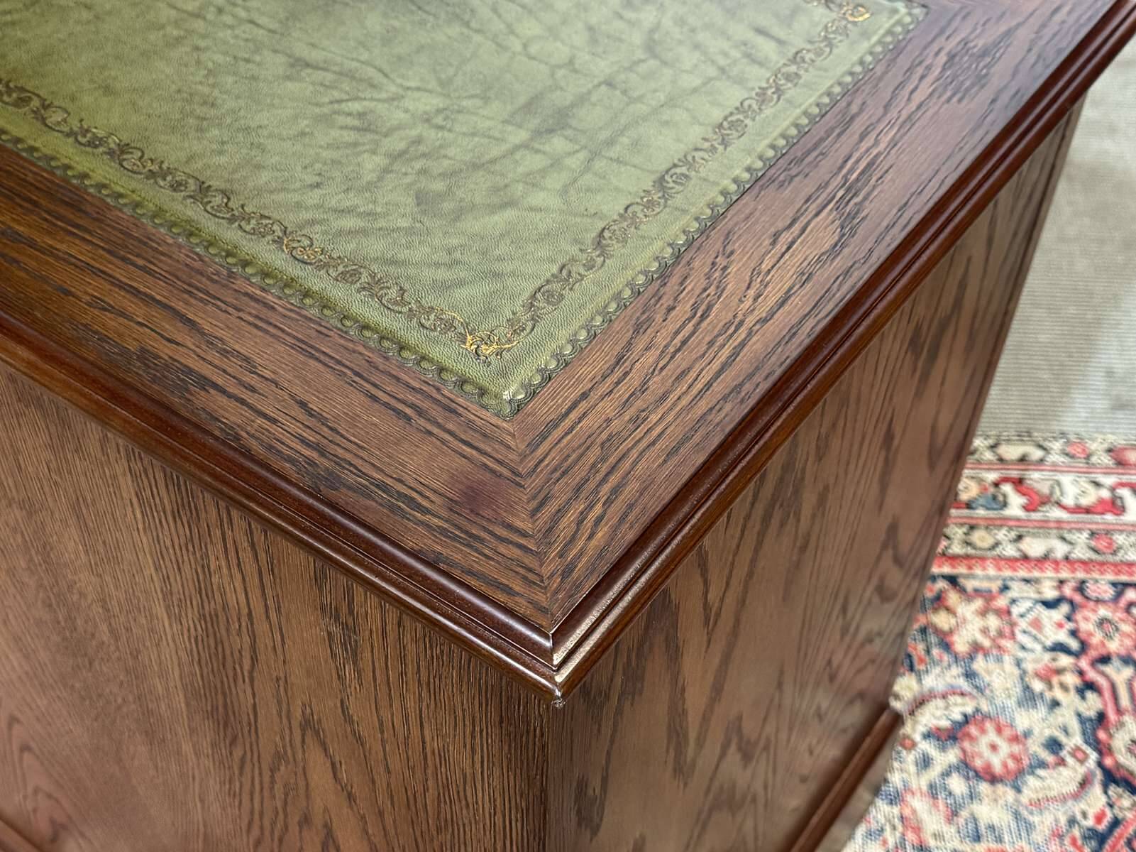 Office cabinet in oak with English leather top from the 1990s.