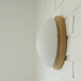 Set of 3 vintage sconces wood glass minimalist wall lamps flush mount light