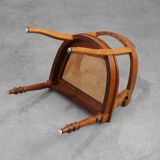 French Neoclassical Oak Chair with Wicker Seat, Late 19th Century