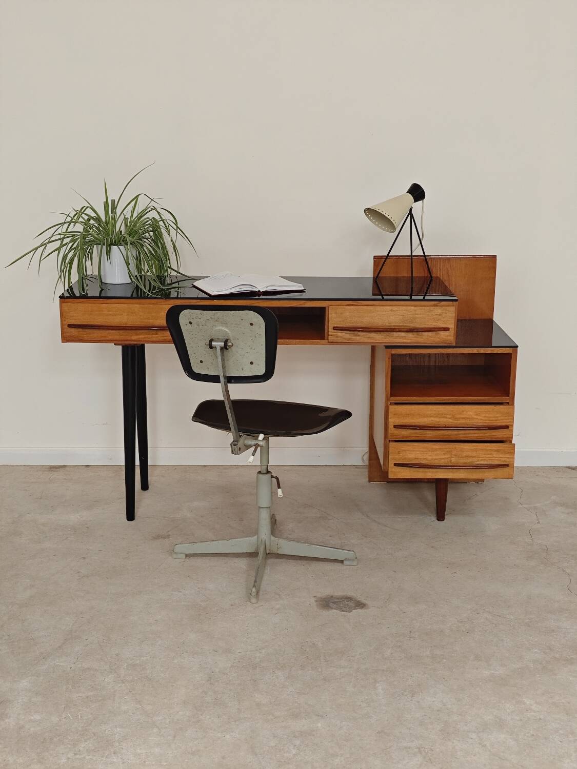 Adjustable industrial chair metal Czechoslovakia 1960