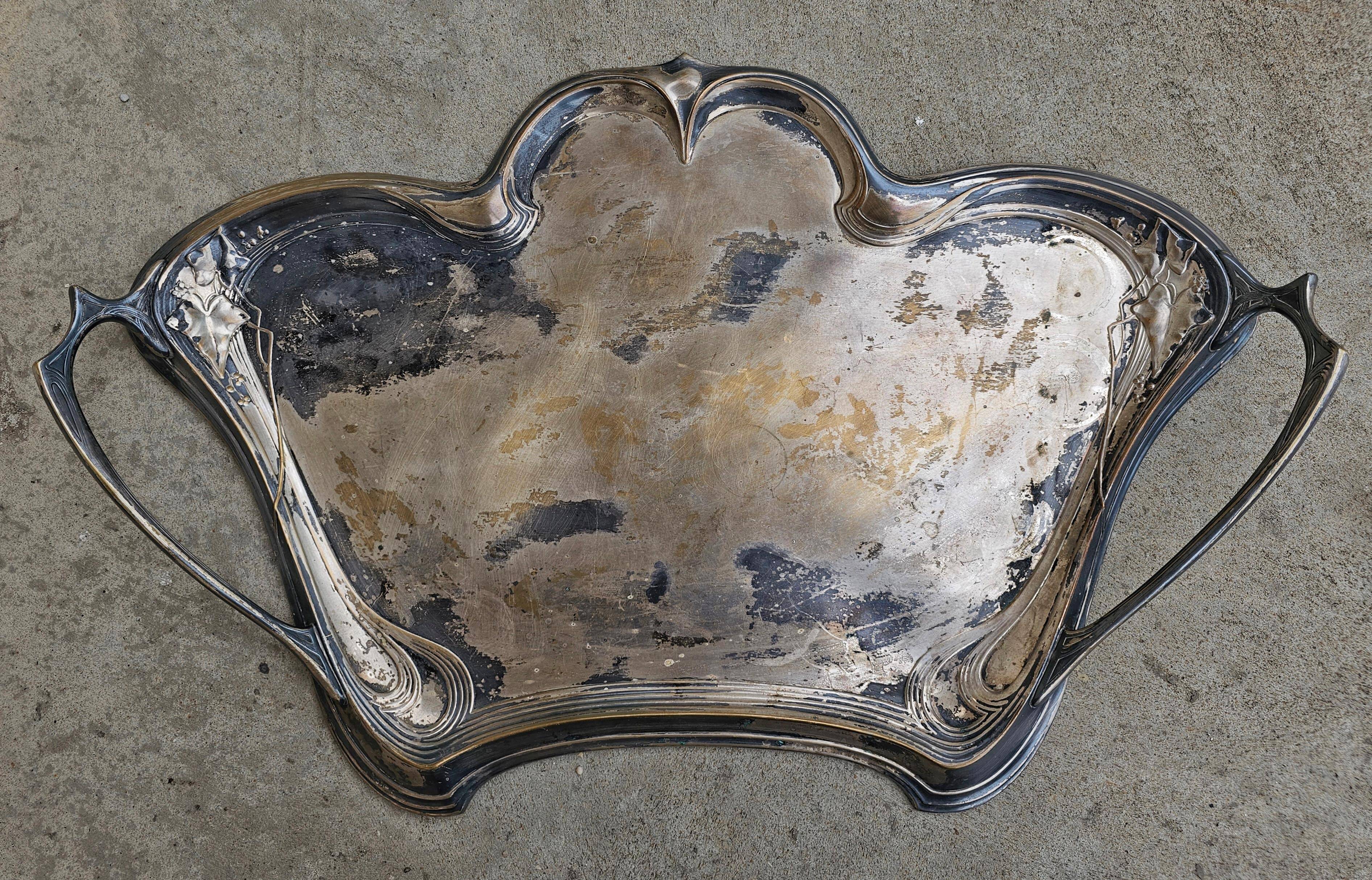 Art Nouveau service plateau WMF silver-plated, early 1900s