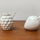 Vintage German porcelain jam pot with lid and spoon from Krömer Porzellan, 1970s, set of 2.