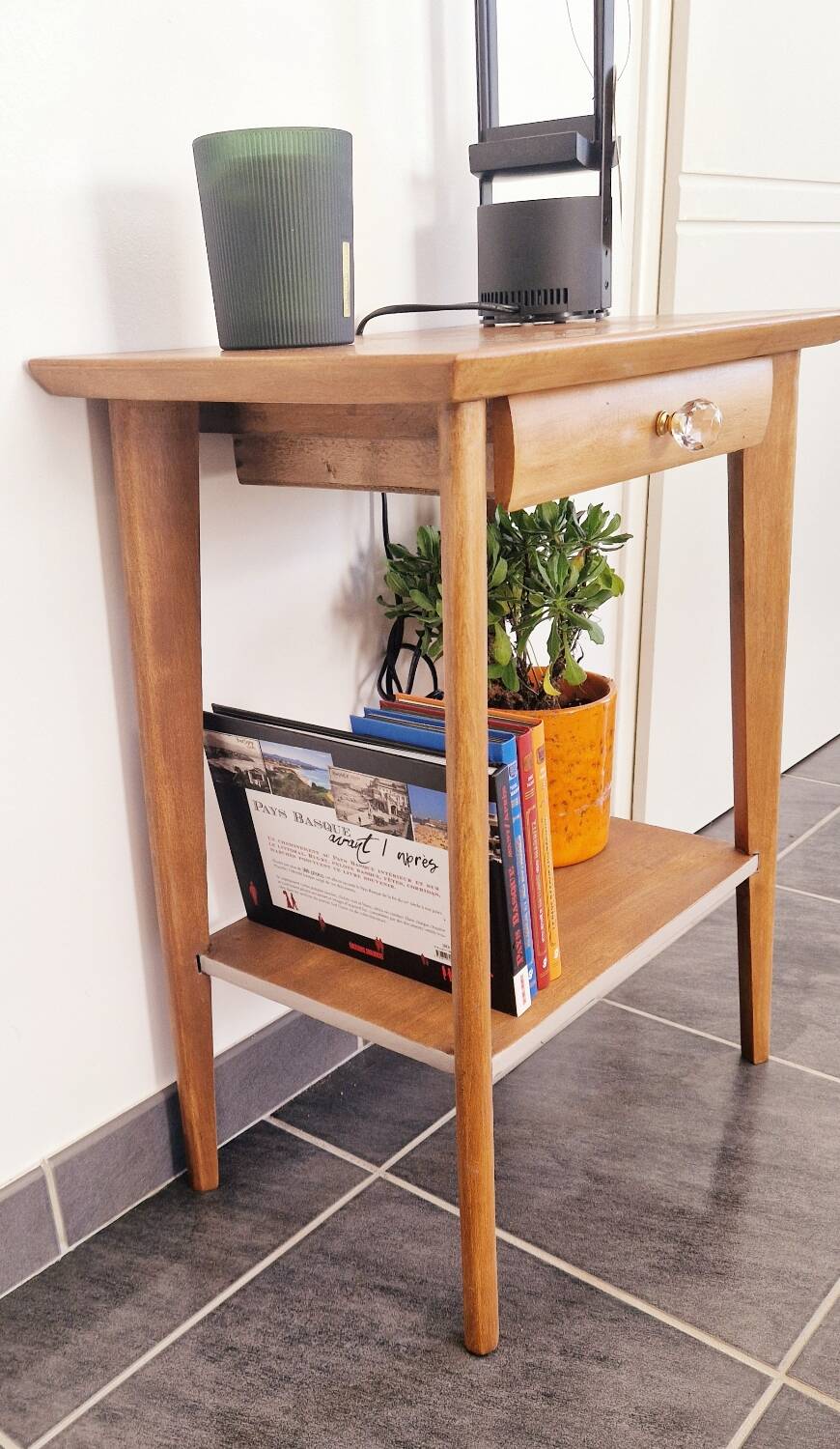 1950s side table with compass legs