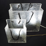 Lucite shopping bag lamps mid-century, set of 2