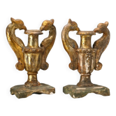 Antique vases in gilded and lacquered wood, Italy, 19th century