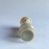 Beige opaline vase with hand-painted flower addition