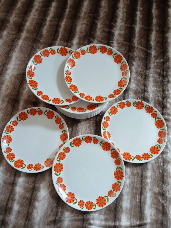 13 assiettes plates vintages Moulin des Loups