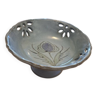 Ceramic salad bowl Vallauris thistle decoration
