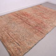 Peach Vintage Moroccan Rug 203 x 331 cm, Berber Shag Rug, Handmade Boho Rug