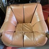 Percival lafer mp-211 sofa set with two armchairs and an ottoman in leather.