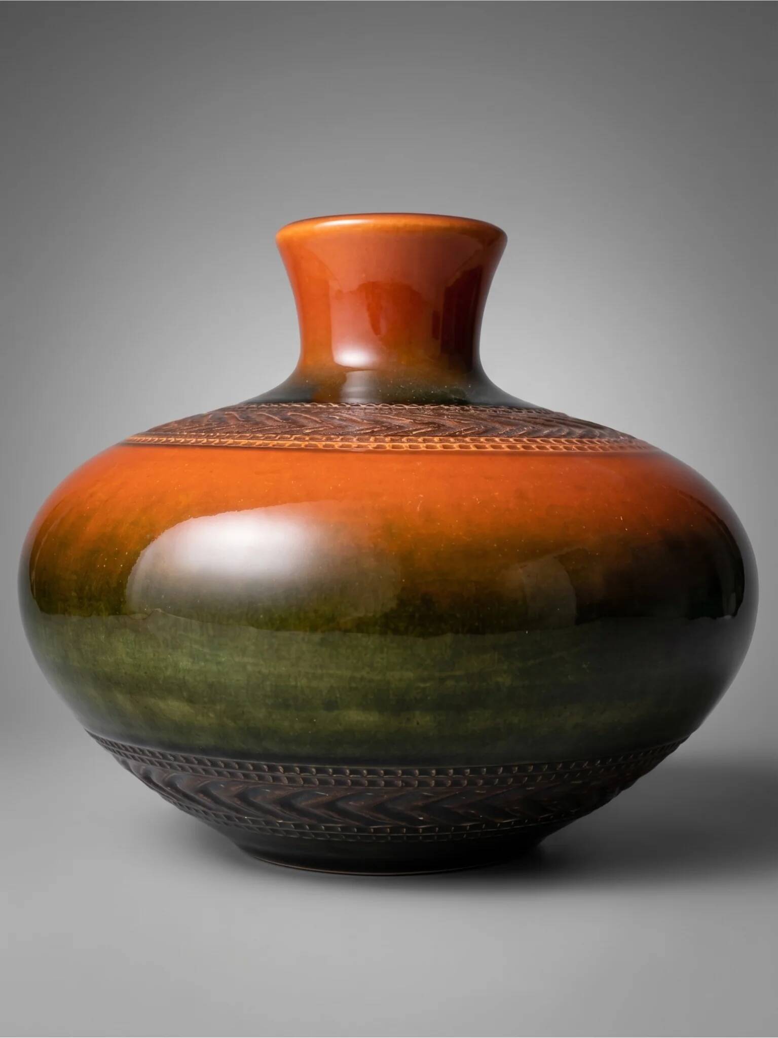 Vase Dümler & Breiden 174/15 West Germany in glazed ceramic – 1960s-70s – Brown and green gradient