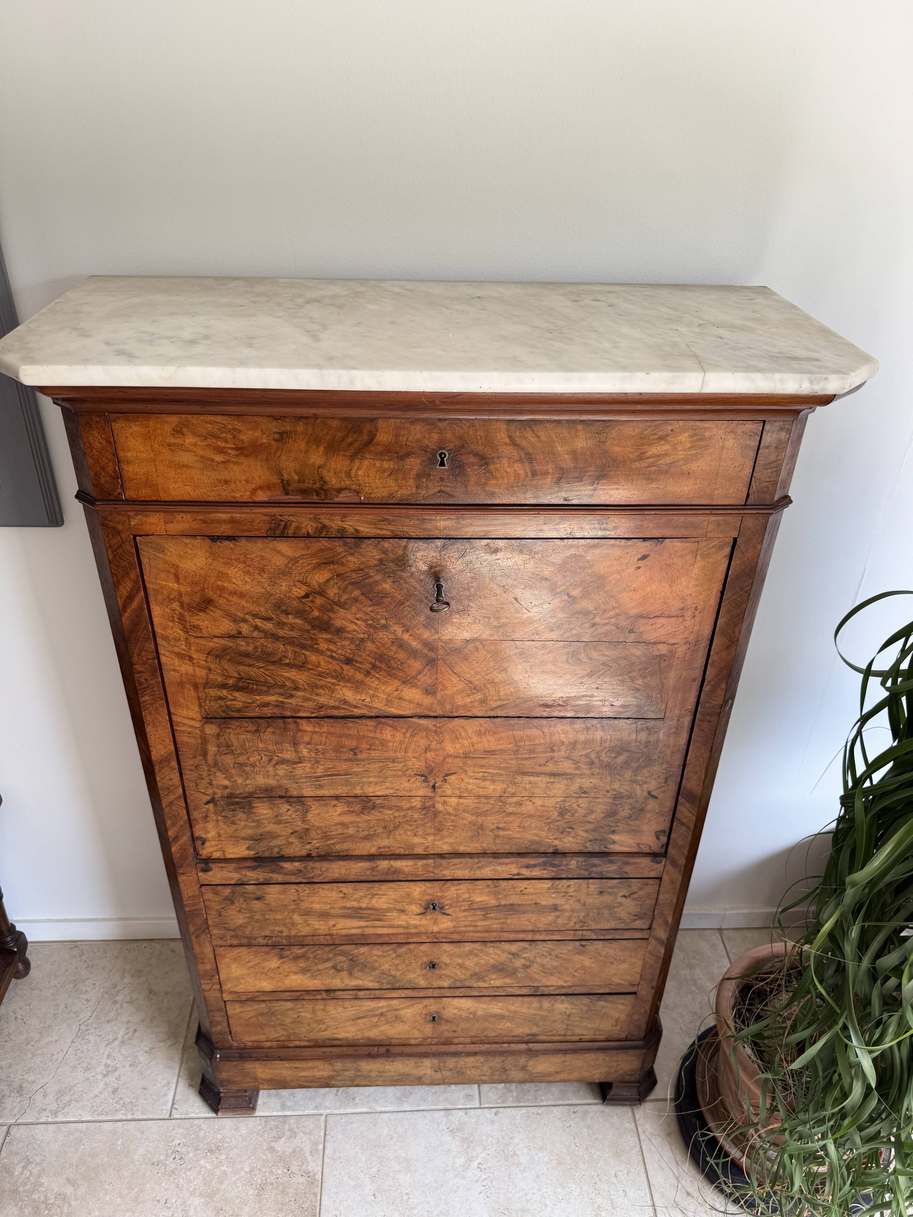 Secretaire, Louis, philippe, ronce de noyer