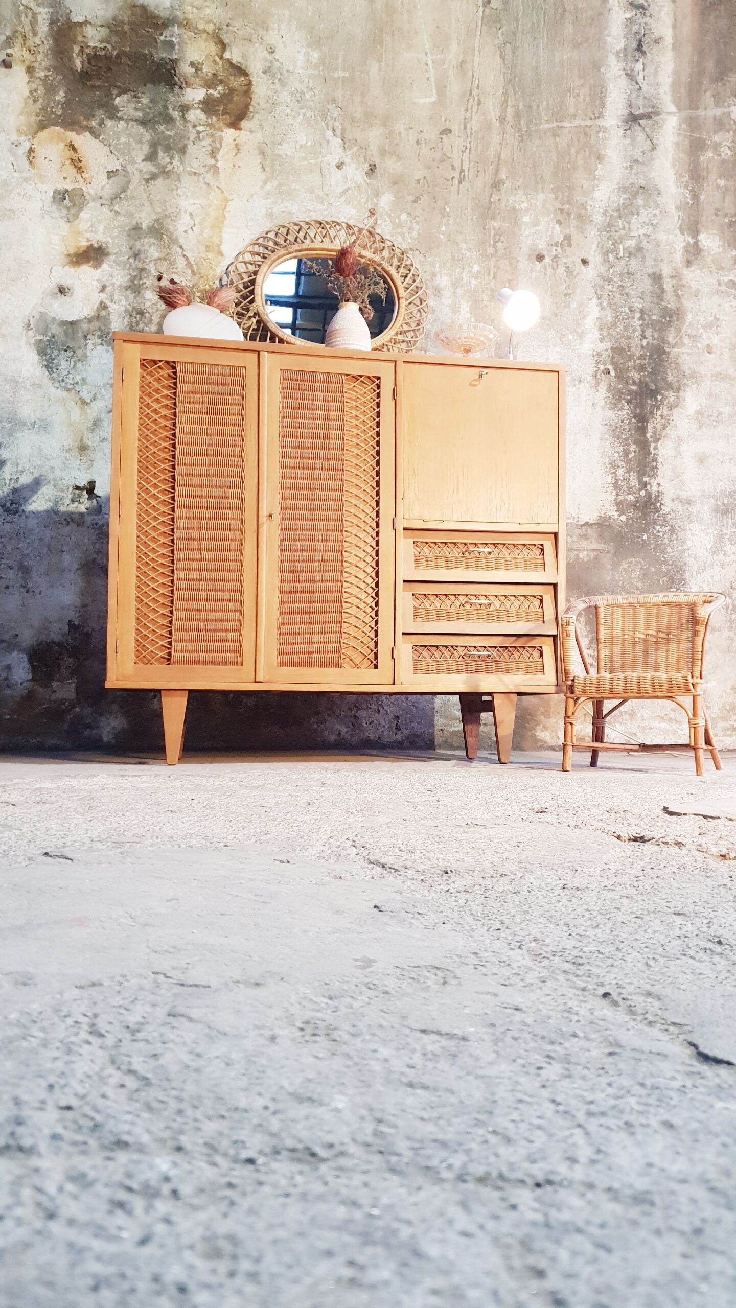 Rattan cabinet cabinet
