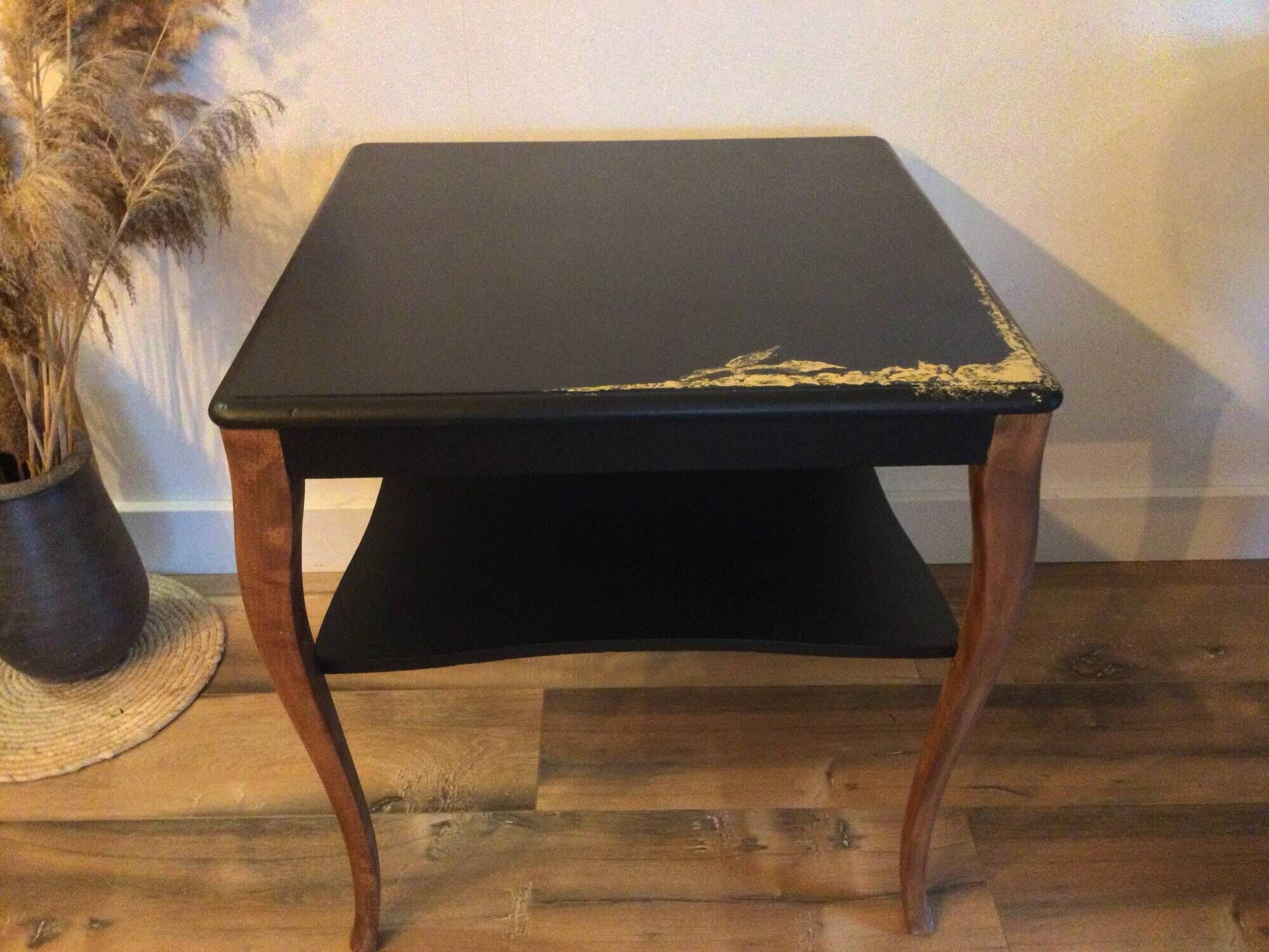 Coffee table / side table restored — Matt black & golden touches