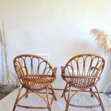 Pair of vintage rattan armchairs