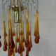 Vintage amber-coloured 'Teardrop' chandelier
