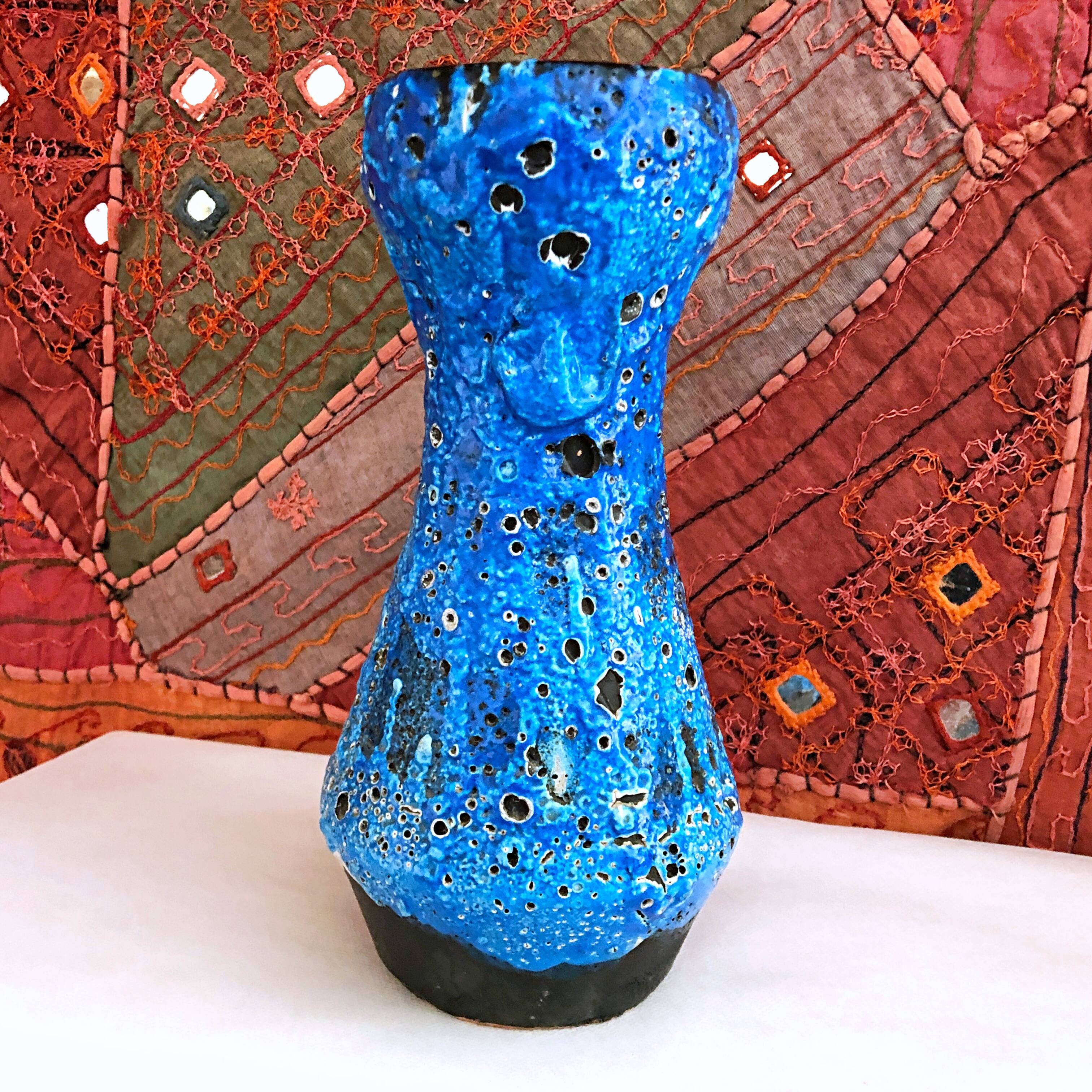 Large vintage seafoam blue artisanal vase