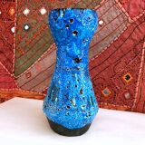 Large vintage seafoam blue artisanal vase