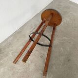 High tripod oak stool