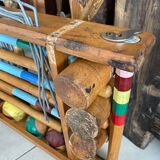 Old wooden croquet game
